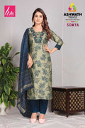 Shahar Roman 3-Piece Embroidered Kurta Set with Bottom & Dupatta